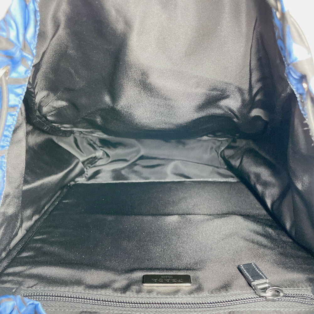 Prada Hibiscus Pattern Backpack Nylon Blue - image 8